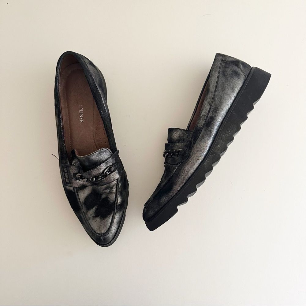 Donald J Pliner Black Metallic Platform Brecca loafers